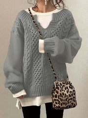 Solid Jacquard Long Sleeve Sweater