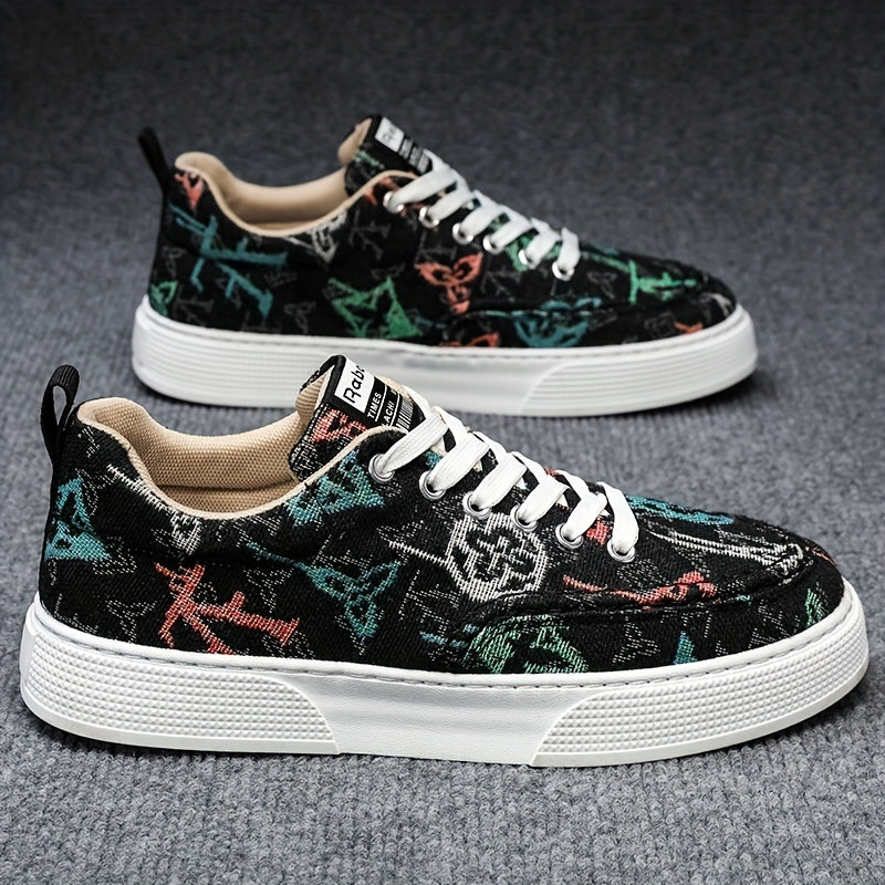 Men's Graphic Low Top Lace up Sneakers Athletic Shoes