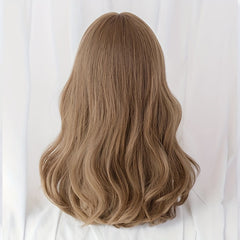 Shoulder Length Wavy Hair Wig with Bangs Curly Synthetic for Cosplay Party