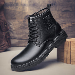 LAORENTOU Men's Oxford Lace Up Boots Warm Fleece Anti skid Comfortable