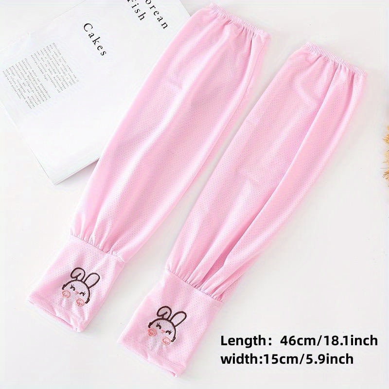 Rabbit Embroidery Ice Sleeve Elastic Loose UV Protection Long Sleeves