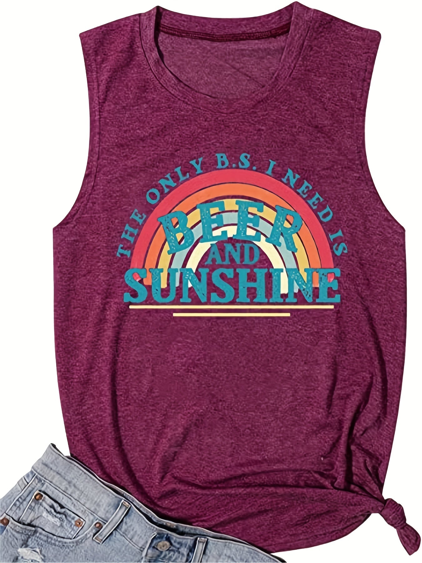 Rainbow Print Sleeveless Tank Top for Women