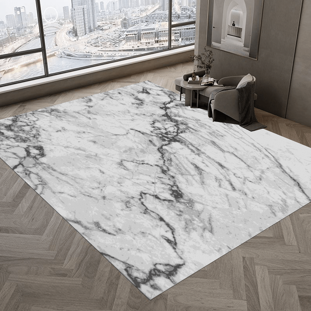 Modern Marble Area Rug - Non-Slip Backing