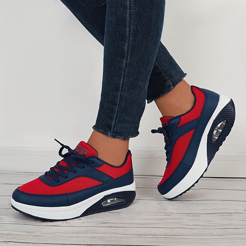 Women's Mesh Sneakers Lace Up Running Shoes Thick Sole Platform Casual Sneakers
