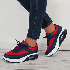 Women's Mesh Sneakers Lace Up Running Shoes Thick Sole Platform Casual Sneakers