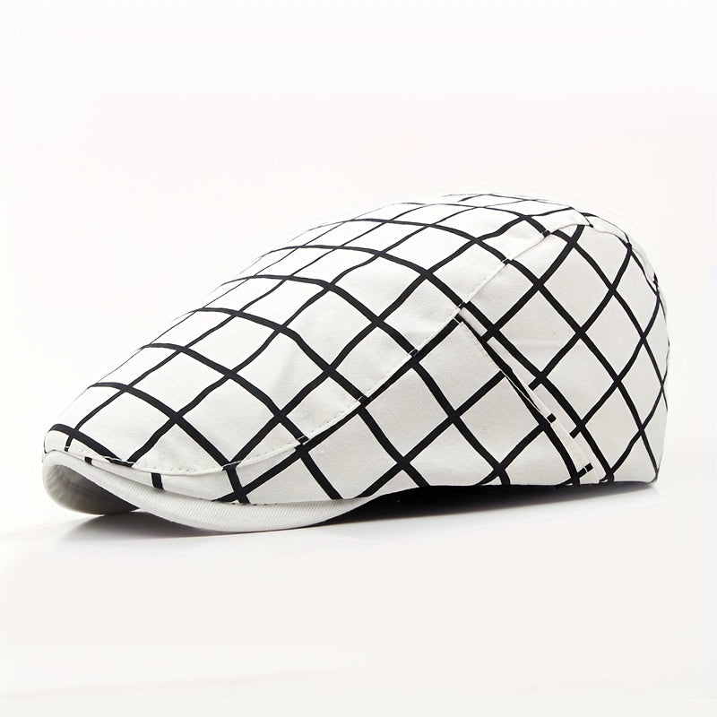 Vintage Casual Duckbill Cap Beret Plaid Cap