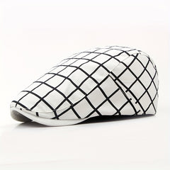Vintage Casual Duckbill Cap Beret Plaid Cap