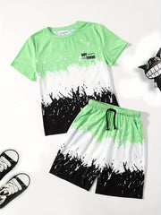 Boys YOUNG Print T-shirt & Shorts Set