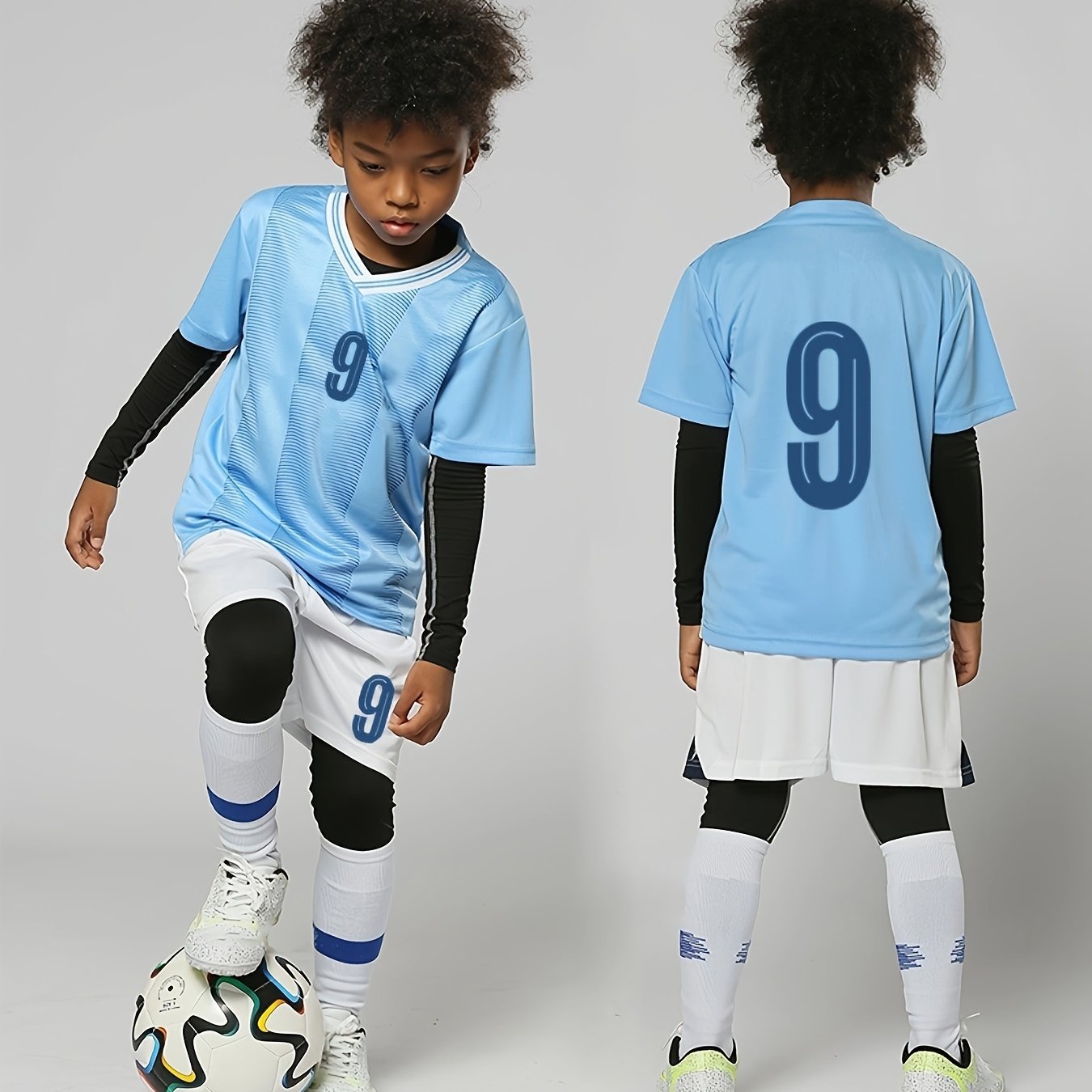 Boy's Striped Soccer Jersey & Moisture-Wicking Shorts Set