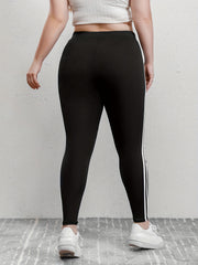 Casual Leggings 2 Strips Medium Stretch Sporty Bottoms