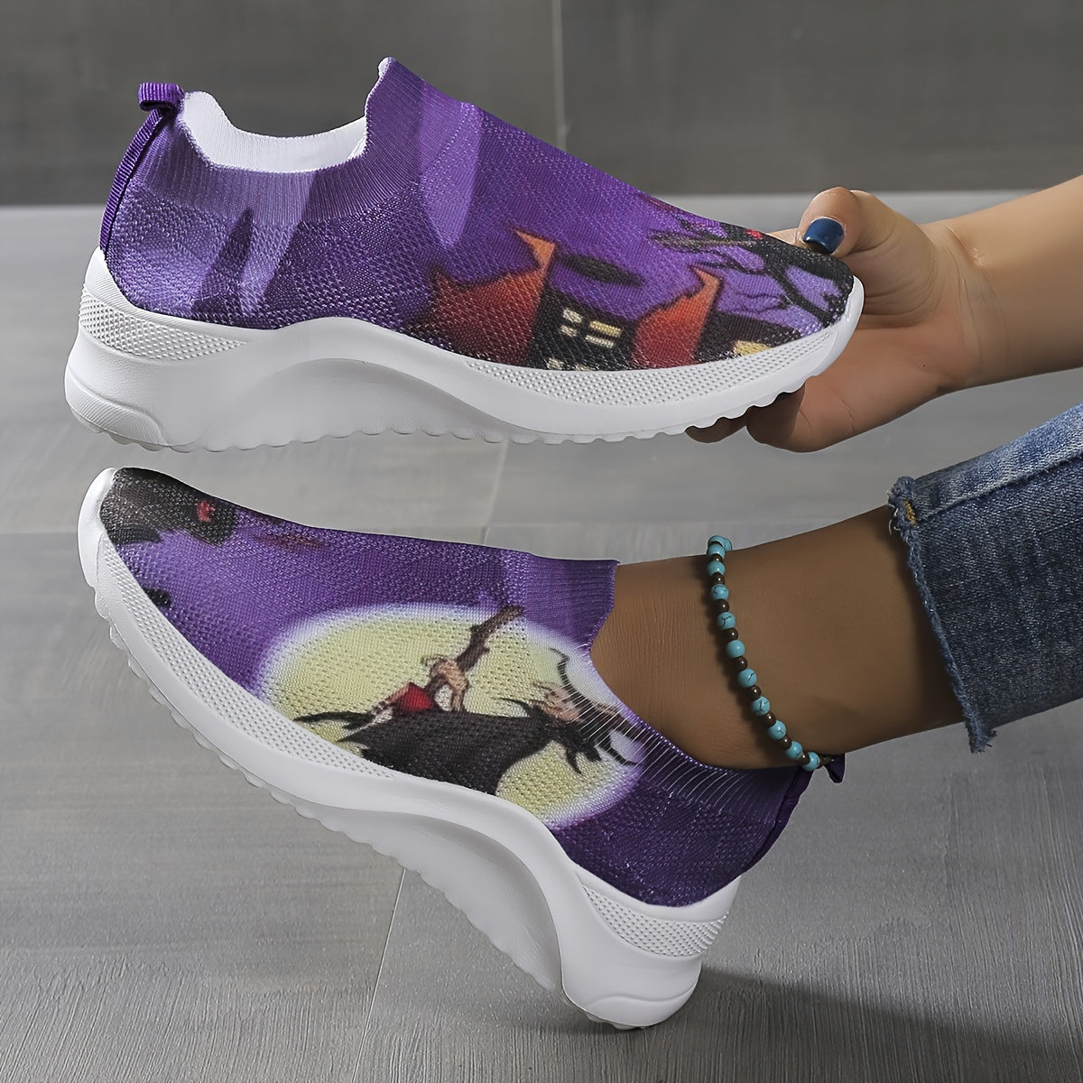 Women's The Witch Slip On Walking Shoes Halloween Low Top Sneakers