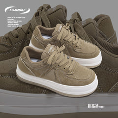 HUANQIU Women's Thick Sole Lace-up Skate Shoes Comfy Platform Sneakers
