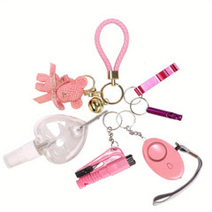 Women's Safety Keychain Set w/ Personal Alarm, Window Breaker, Accessories
