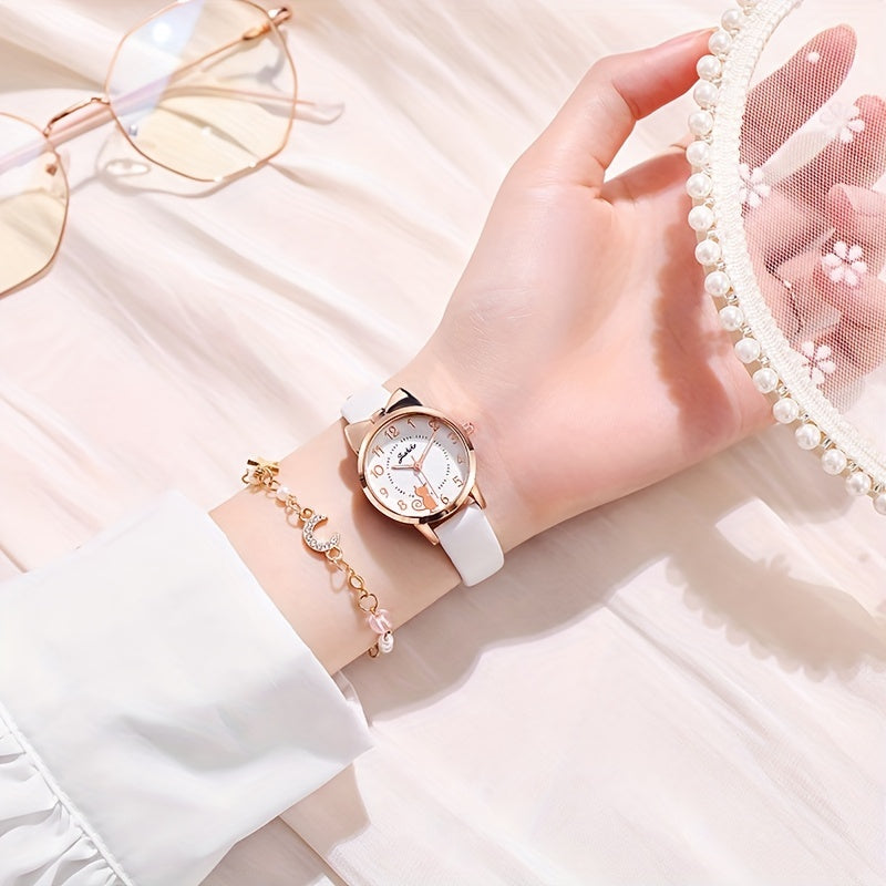Pointer Quartz Cat Watch For Girl Waterproof Gift
