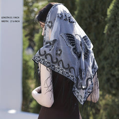 Butterfly Embroidery Triangle Scarf Spring Tassel Shawl Women Travel Head Wrap