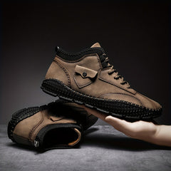 Men's Casual Stitch Solid Low Top Lace up Boots