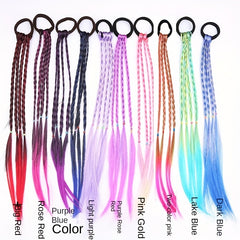 10pcs Girls Colorful Braids Ponytail Wig Hair Extension Hair Tie Hair Bands