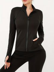 Women's Yoga Jacket Full Zip with Thumb Holes