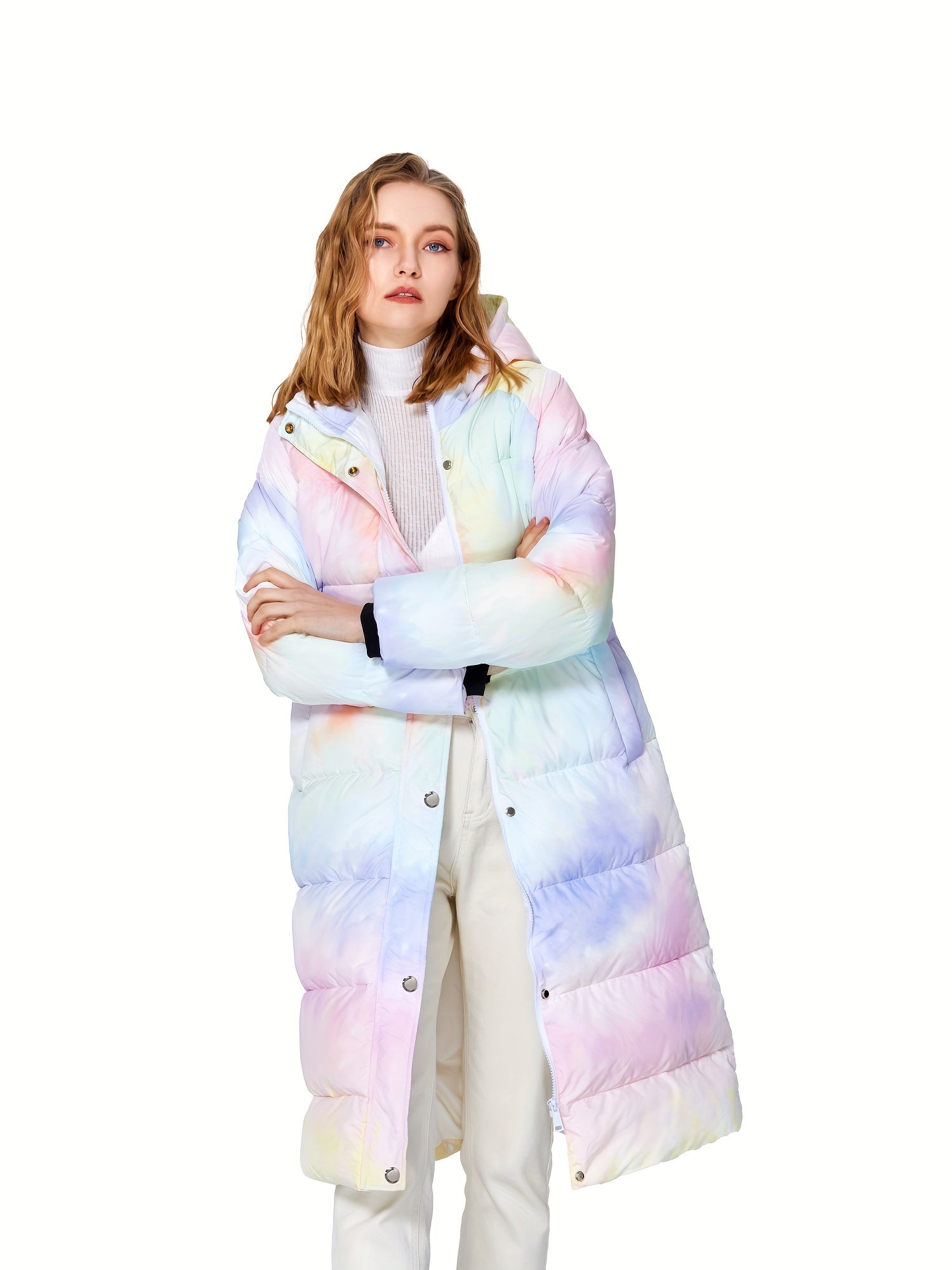 Colorful Print Puffer Jacket Women's Winter Down Jacket
