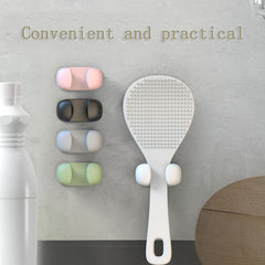 4pcs Rice Spoon Storage Rack Wall Hanging Paste Type Non marking