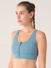 Zipper Gathered Fitness Sports Bra Women's Lingerie