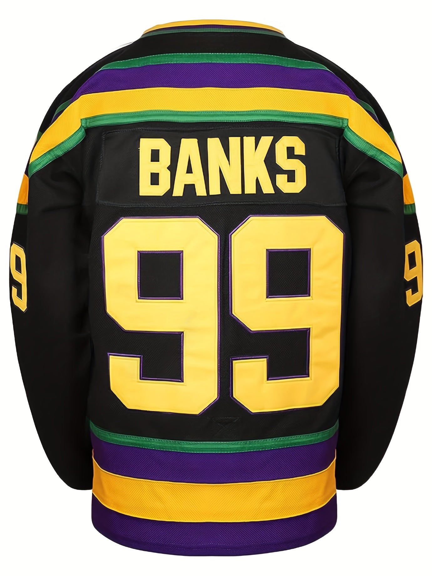 Men's Ducks Hockey Jersey Vintage Stripe V-Neck Long Sleeve Uniform