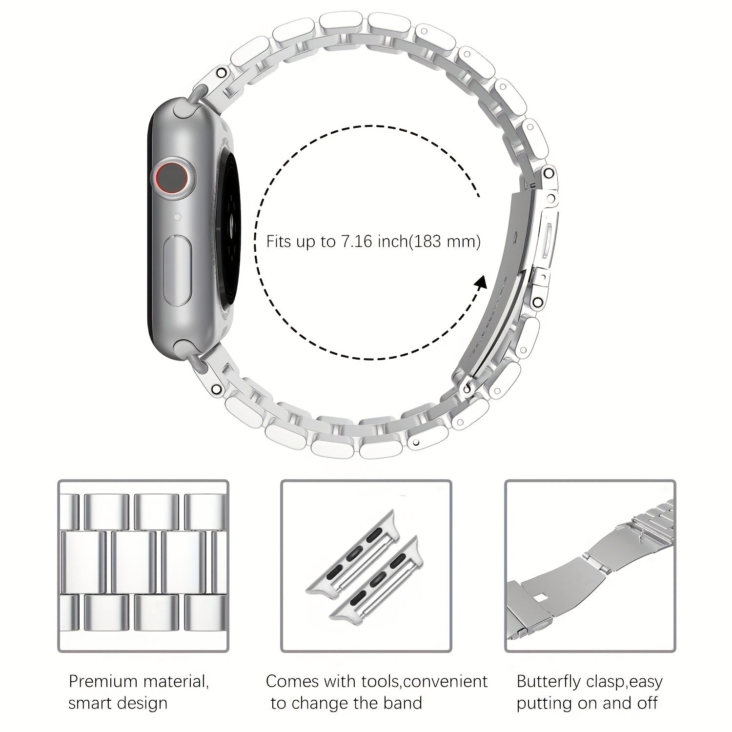 2pcs TPU Soft Case Stainless Steel Strap for Ultra Smartwatches