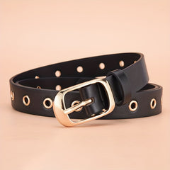 Punk PU Leather Rivet Belt Metal Oval Buckle Waist Belts