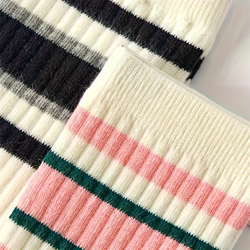 Colorblock Striped Socks Comfy & Breathable Women's Stockings