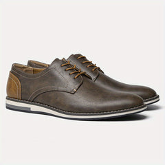 Men's PU Leather Derby Shoes Lace-up Front Formal Business Dress Shoes