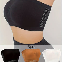 3Pcs Hollow Out Bandeau Bras Stretch Bra Women's Lingerie
