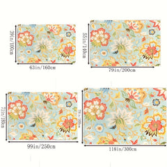 Floral Living Room Rug Area Rugs Machine Washable Non Slip Kitchen Rug