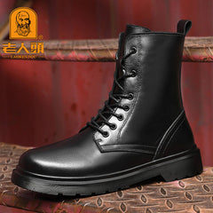 LAORENTOU Men's Leather Casual Short Boots