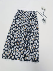 Daisy Print Skirt Elastic Waist Casual Skirt Women's Clothing