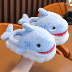 Cartoon Shark Plush House Slippers Girls Anti-skid Slip-ons