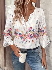 Floral Print Sleeve Blouse