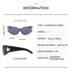 Y2K Rimless Sunglasses Star Decor UV400