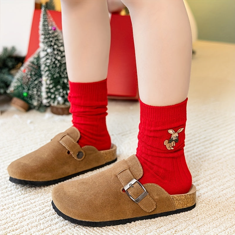 3 Pairs Kids Cartoon Crew Socks Lucky Christmas Warm Cozy Winter Children Sock