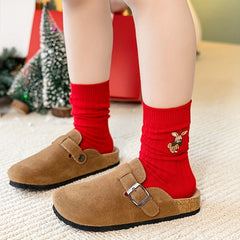 3 Pairs Kids Cartoon Crew Socks Lucky Christmas Warm Cozy Winter Children Sock