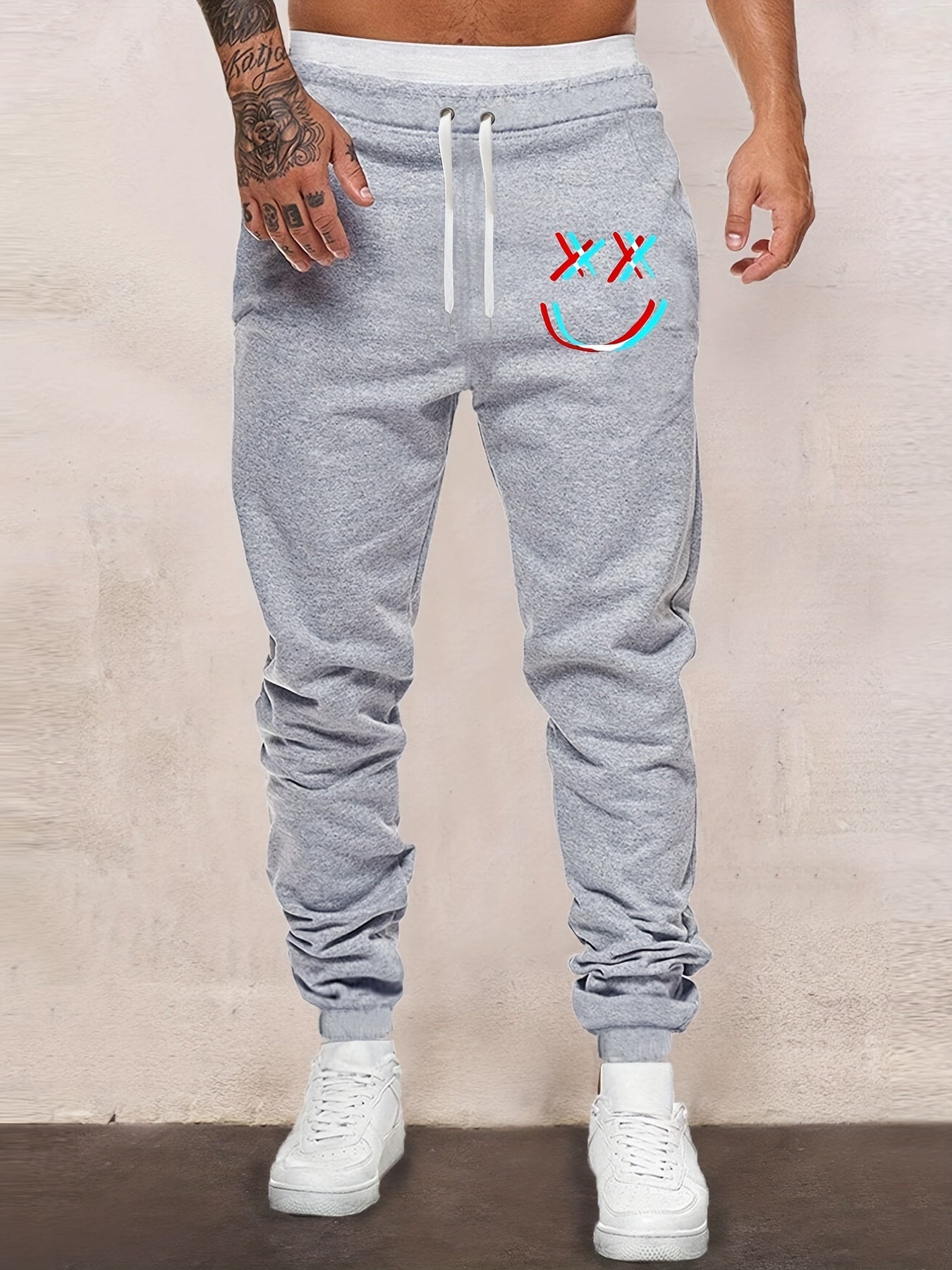 Smile Expression Men's Drawstring Sweatpants with Pockets