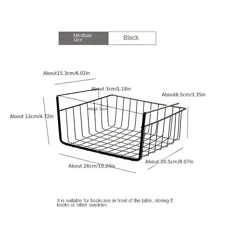 2pcs Undershelf Storage Basket Metal Under Shelf Hanging Storage Bin Basket