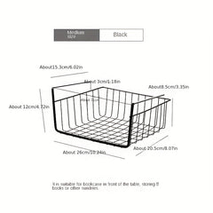 2pcs Undershelf Storage Basket Metal Under Shelf Hanging Storage Bin Basket