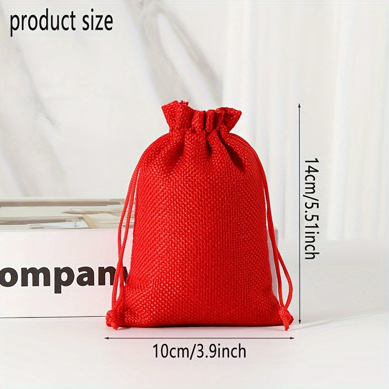 25 Coarse Linen Bags 10x14cm Drawstring Gift Bags