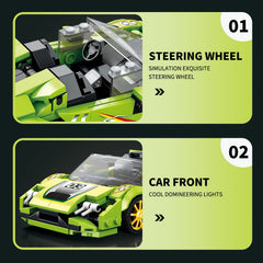Reobrix NO 806 Green Racing Car Set Building Blocks Toy