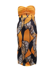 Colorblock Leopard & Paisley Print Tube Dress