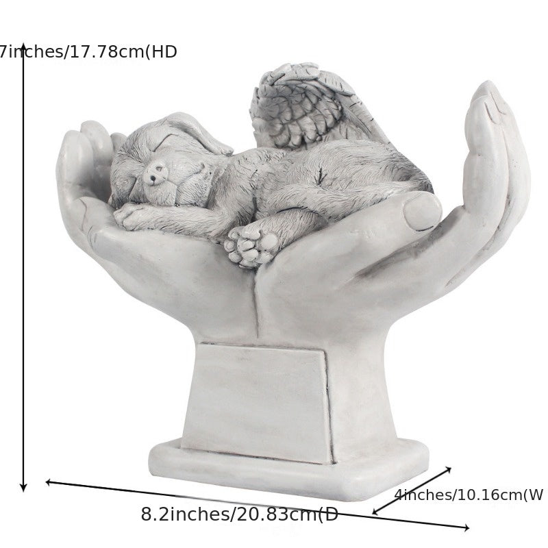 Dog Pet Grave Marker Angel Statue In God's Hands Pet Headstone