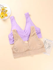 2 Pack Plus Size Sports Bra Women's Plus Solid Contrast Mesh Breathable Tank Bra
