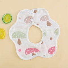 Baby Petal Bib Cotton Gauze 360 Rotation 6-layer Washable Cartoon Bib