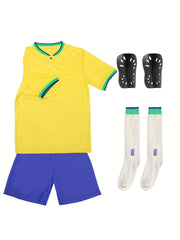 Boys Football Suit: Jersey, Shorts, Socks, Knee Pads