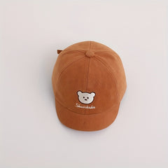 Kids Cartoon Bear Embroidered Sunshade Baseball Cap for Outdoor Play